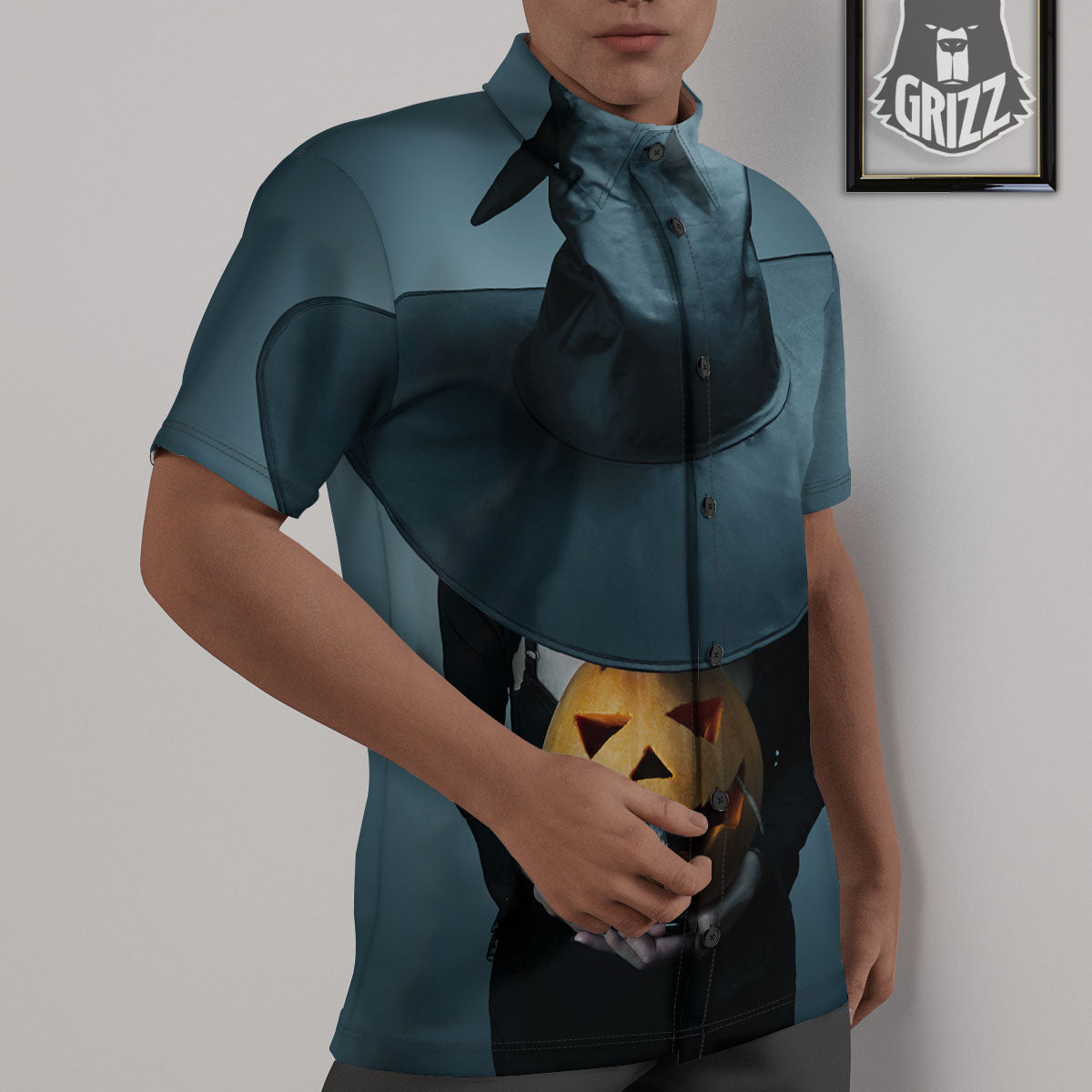 Horror Witch Halloween Print Untucked Shirts-grizzshop