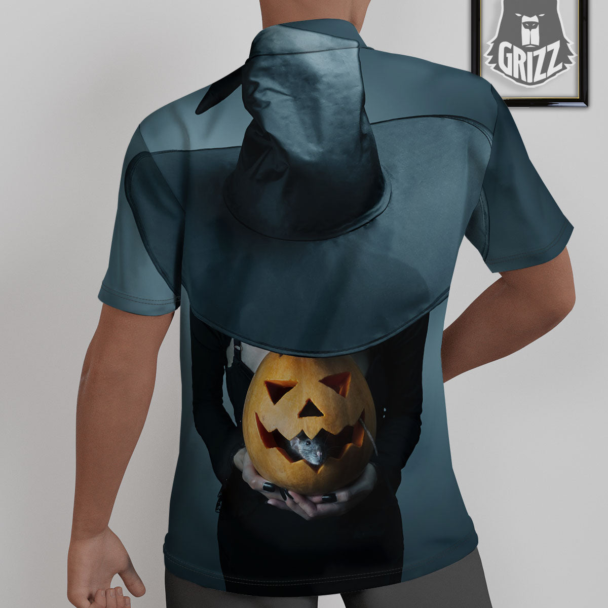 Horror Witch Halloween Print Untucked Shirts-grizzshop