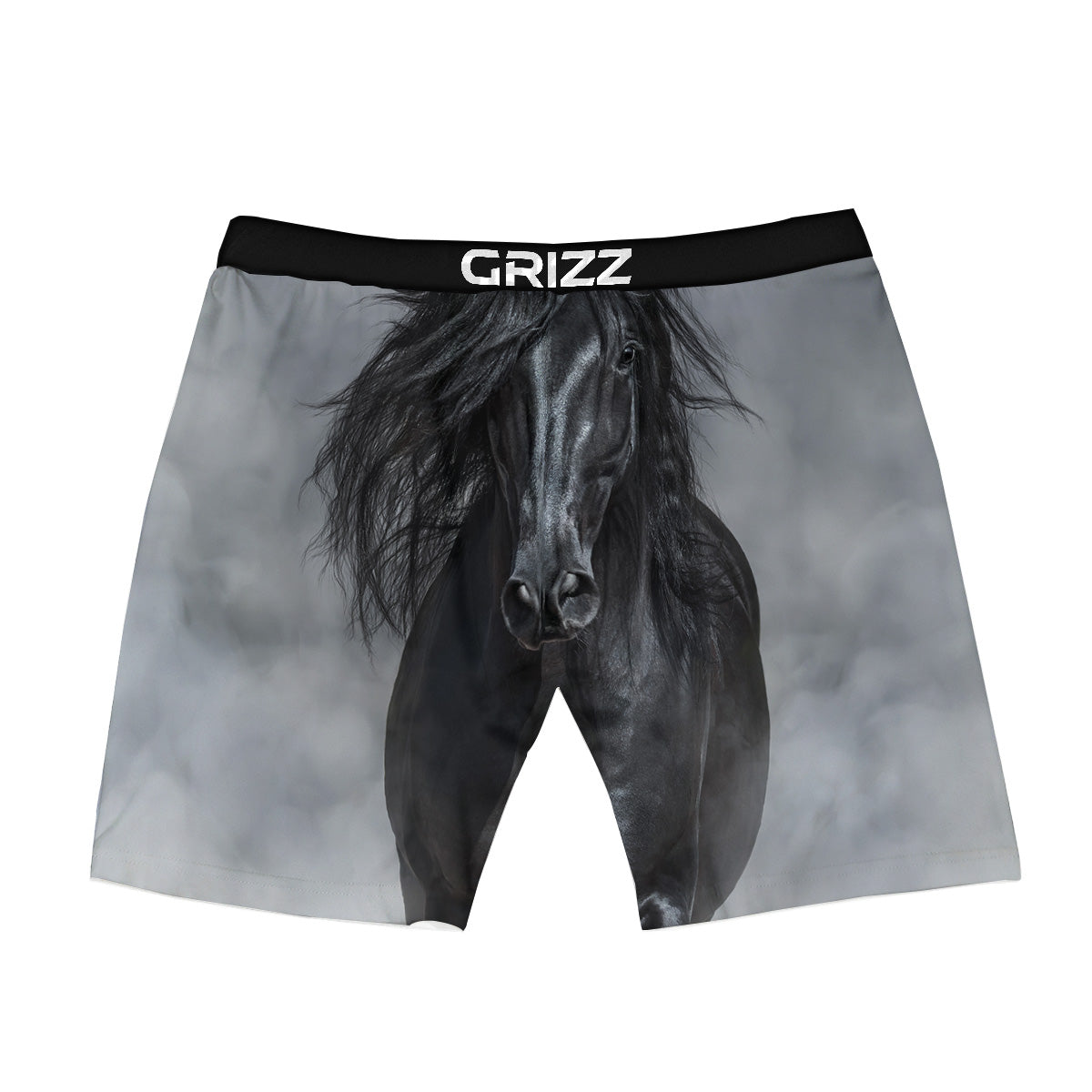 Horse Black Stallion Print Boxer Briefs-grizzshop