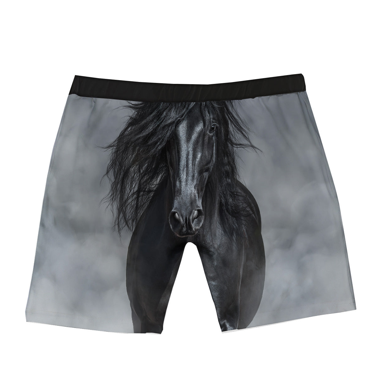 Horse Black Stallion Print Boxer Briefs-grizzshop