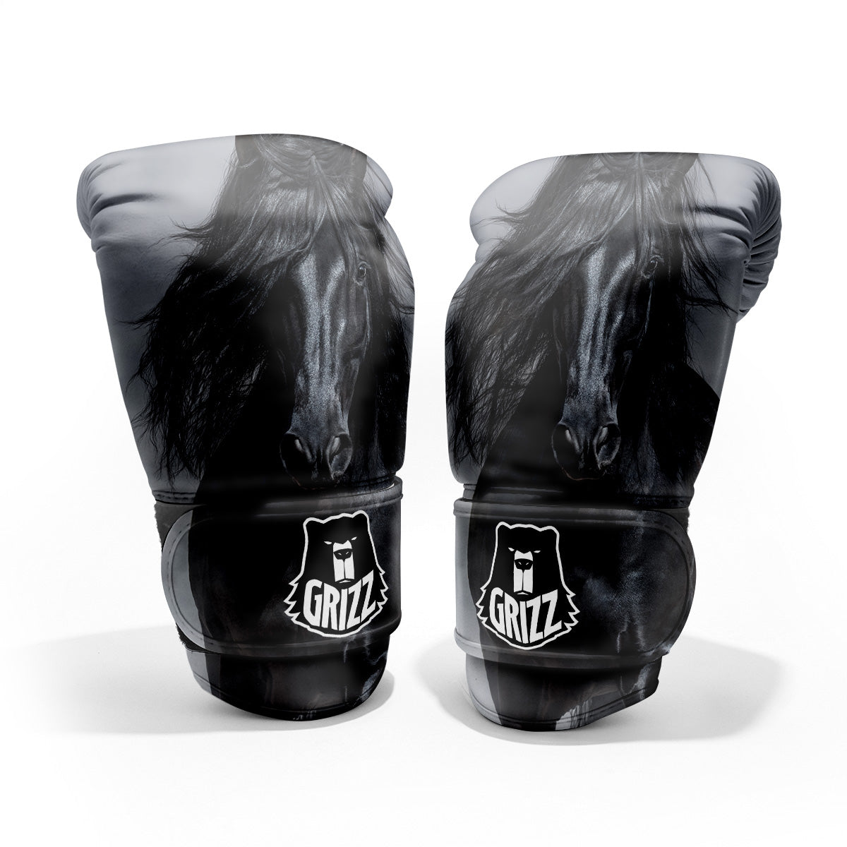 Horse Black Stallion Print Pro Boxing Glove