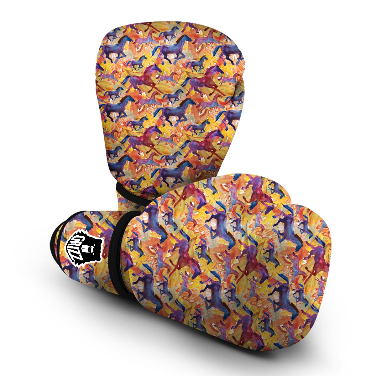 Horse Hand Drawn Pattern Print Boxing Gloves-grizzshop