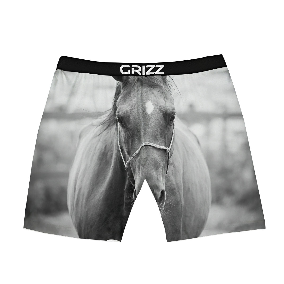 Horse Monochrome Print Boxer Briefs-grizzshop
