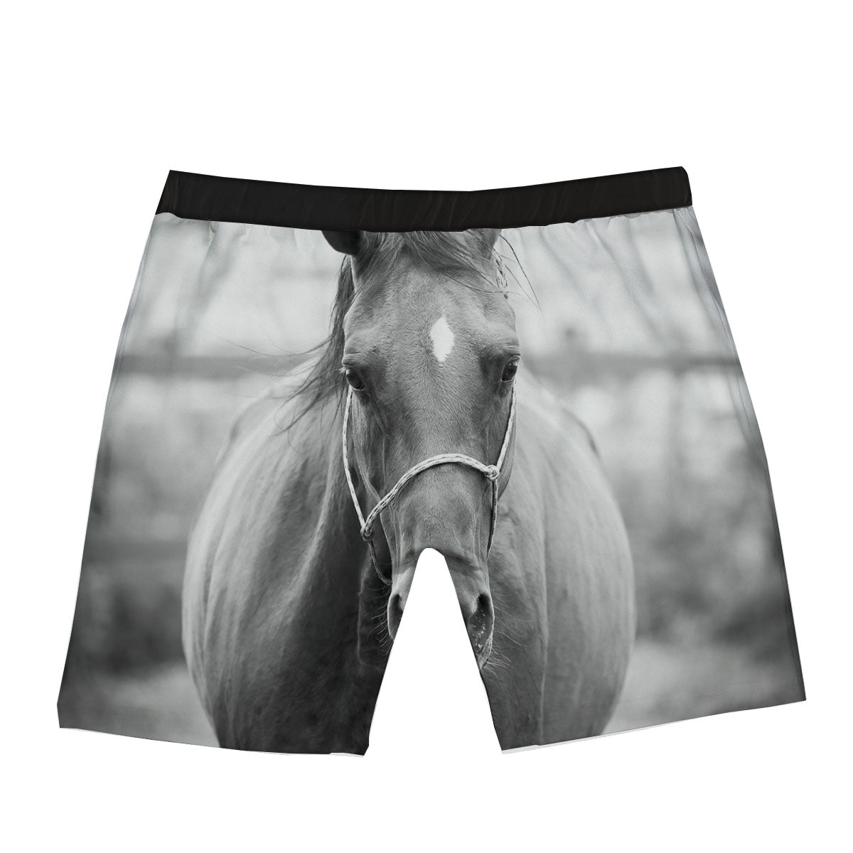 Horse Monochrome Print Boxer Briefs-grizzshop