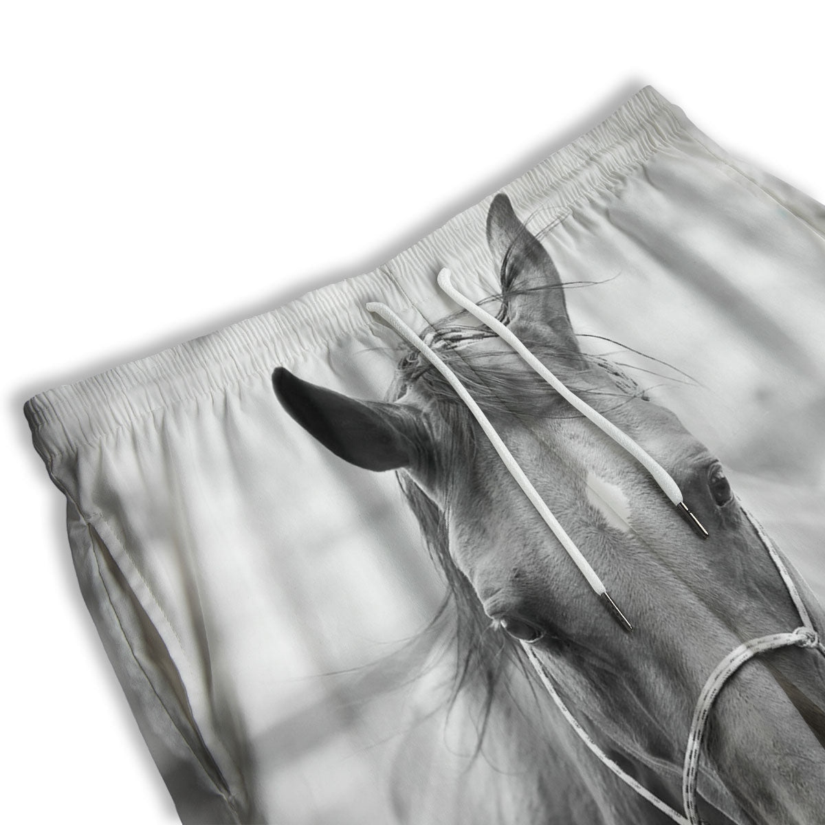 Horse Monochrome Print Men's Athletic Shorts