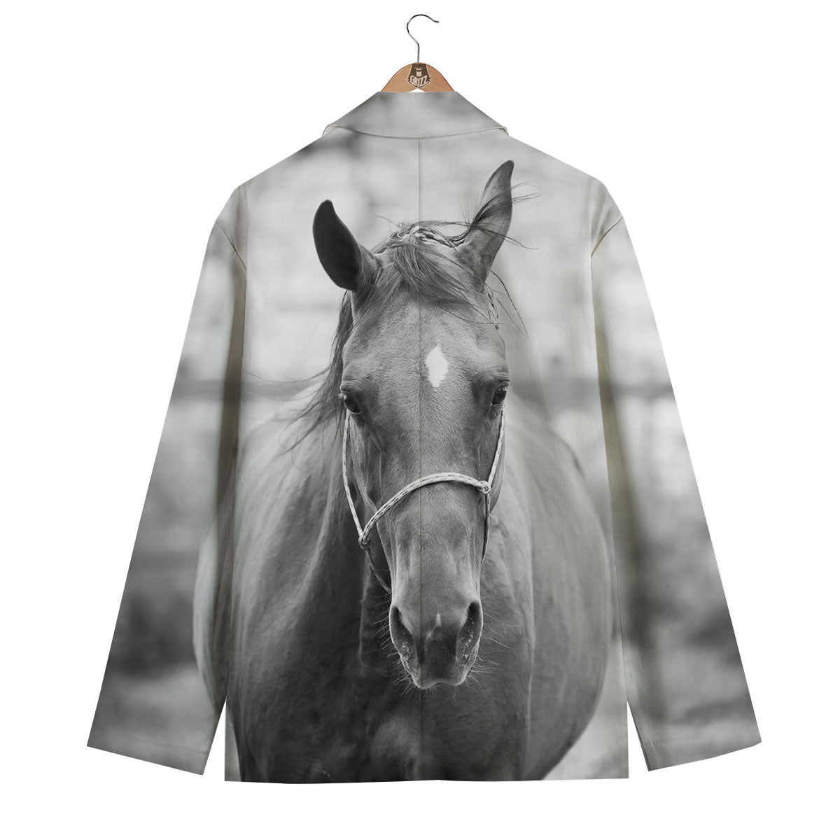 Horse Monochrome Print Men's Blazer-grizzshop