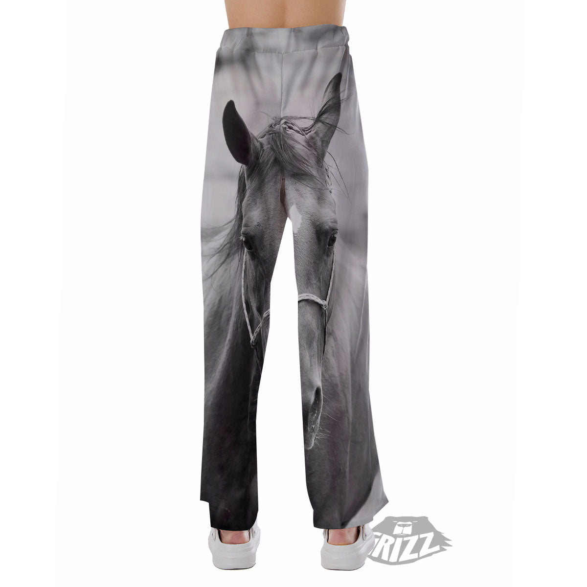 Horse Monochrome Print Pajama Pants-grizzshop