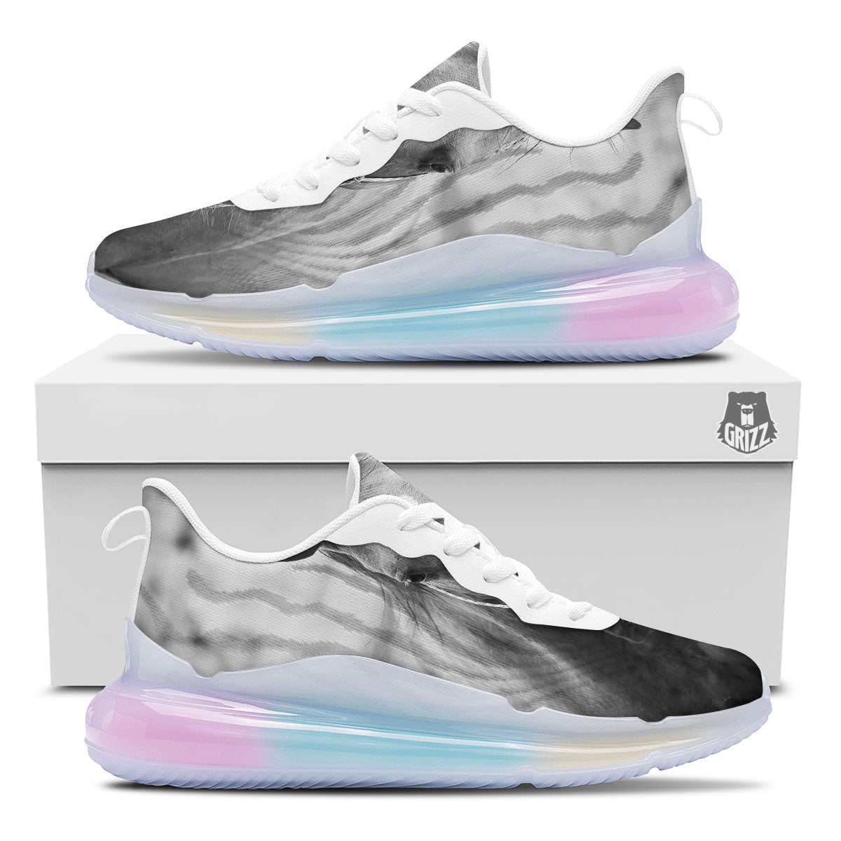 Horse Monochrome Print Running Sneakers-grizzshop