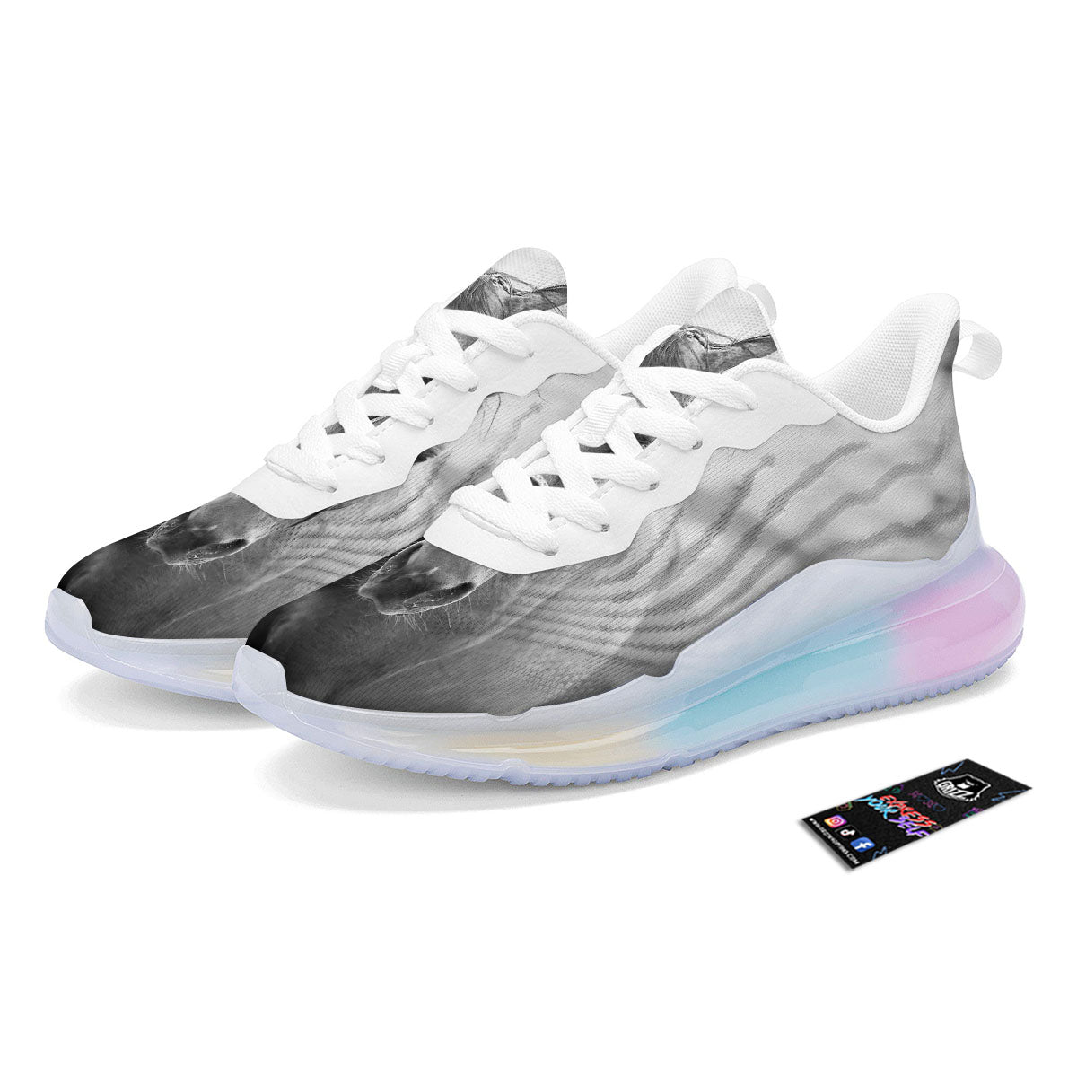 Horse Monochrome Print Running Sneakers-grizzshop