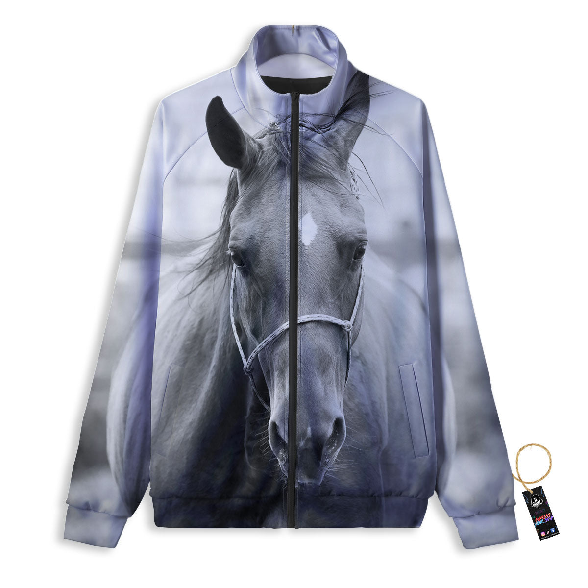 Horse Monochrome Print Track Jacket-grizzshop