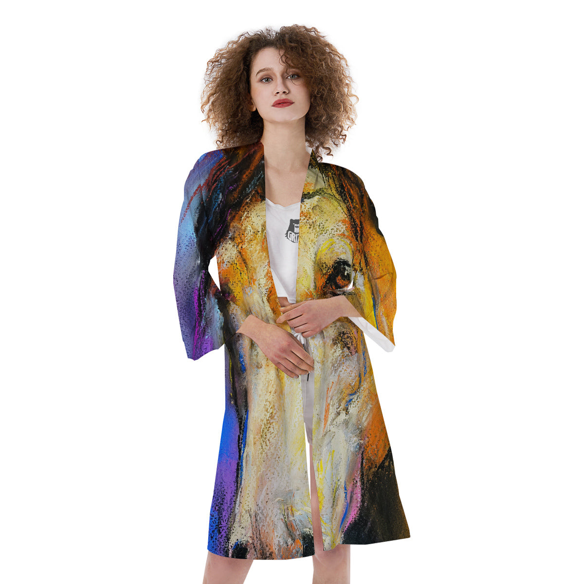 Horse Painting Colorful Print Kimono-grizzshop