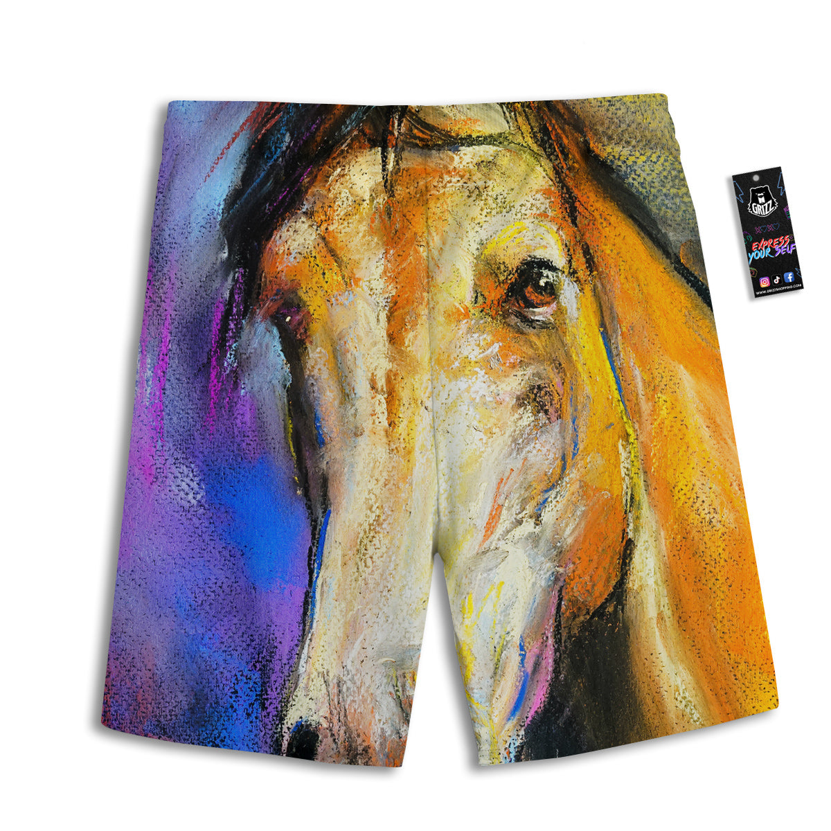 Horse Painting Colorful Print Men's Athletic Shorts
