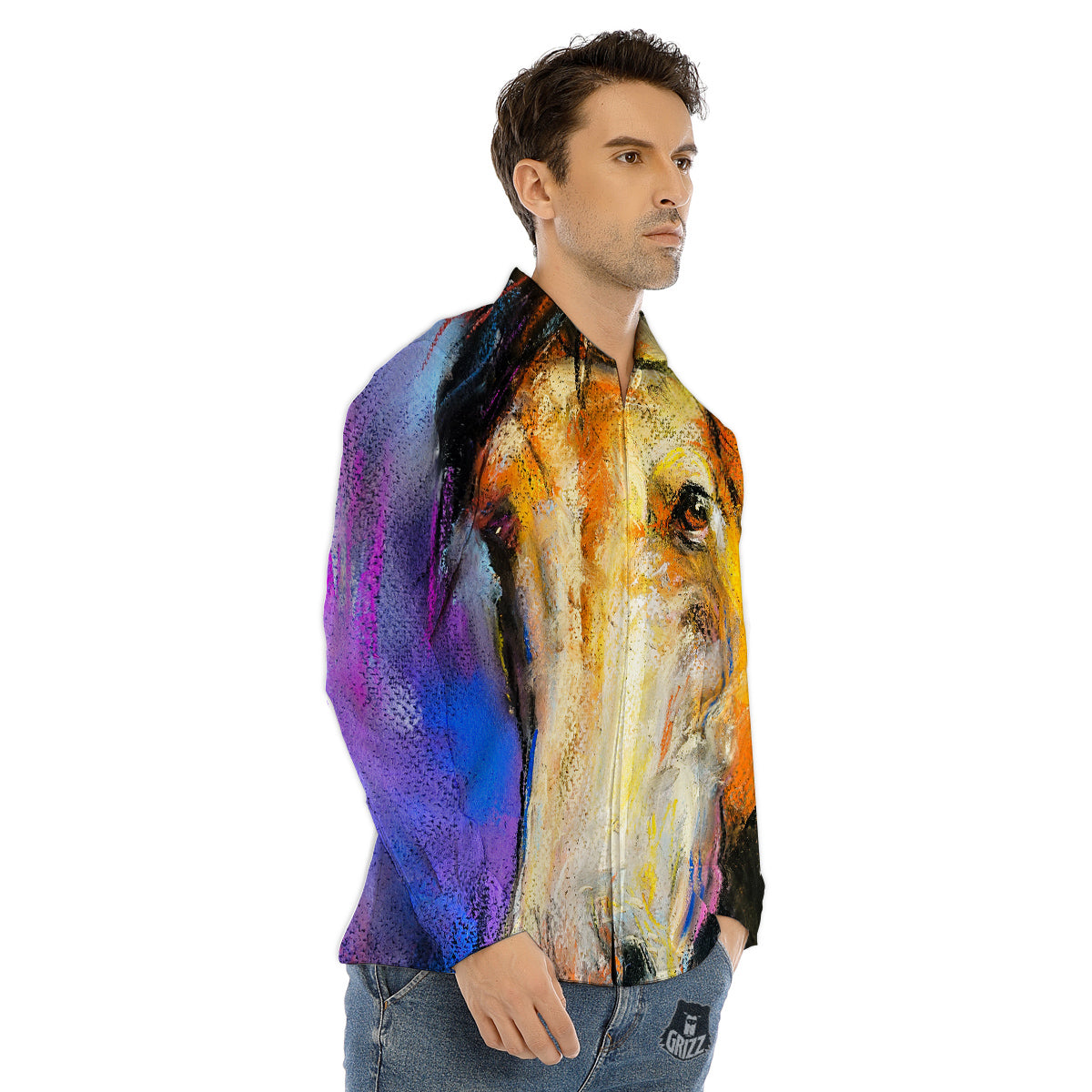 Horse Painting Colorful Print Men's Dress Shirts-grizzshop