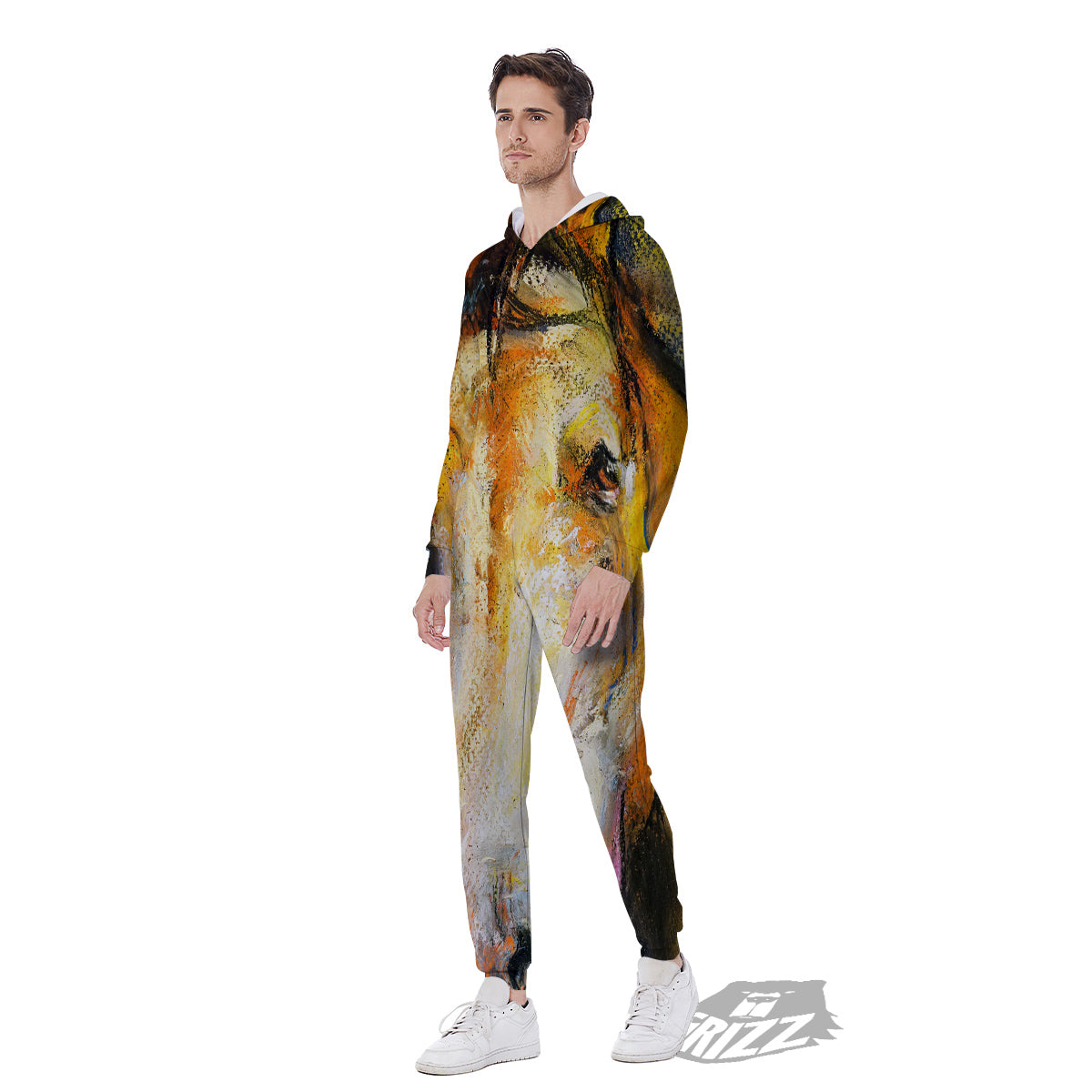 Horse Painting Colorful Print Men's Jumpsuit-grizzshop