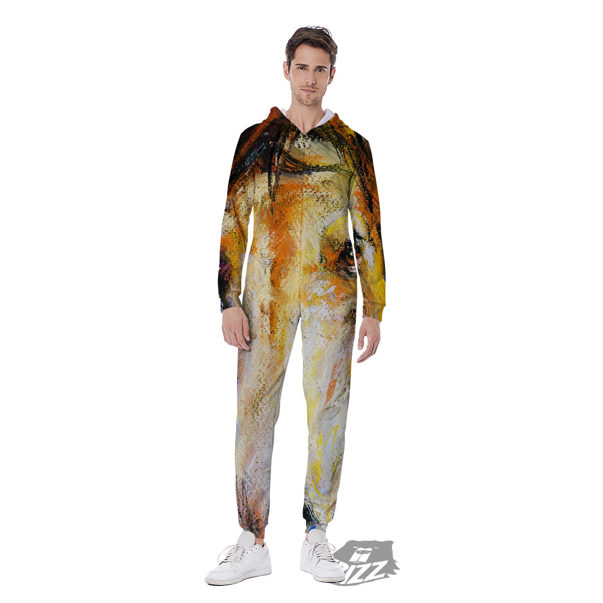 Horse Painting Colorful Print Men's Jumpsuit-grizzshop