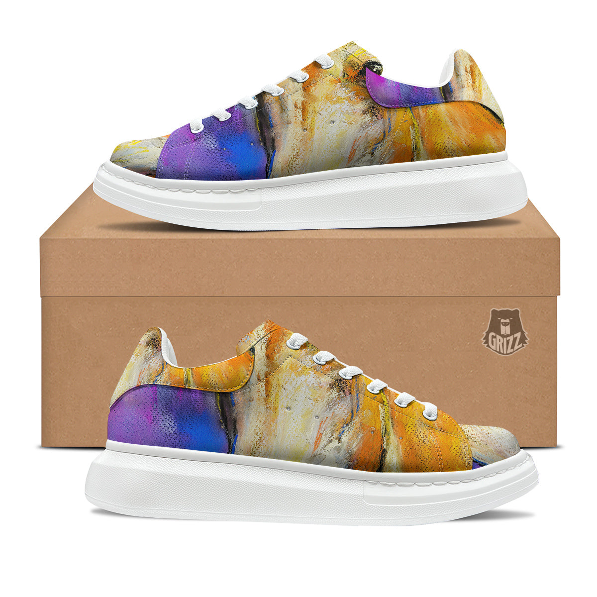 Horse Painting Colorful Print Platform Shoes-grizzshop