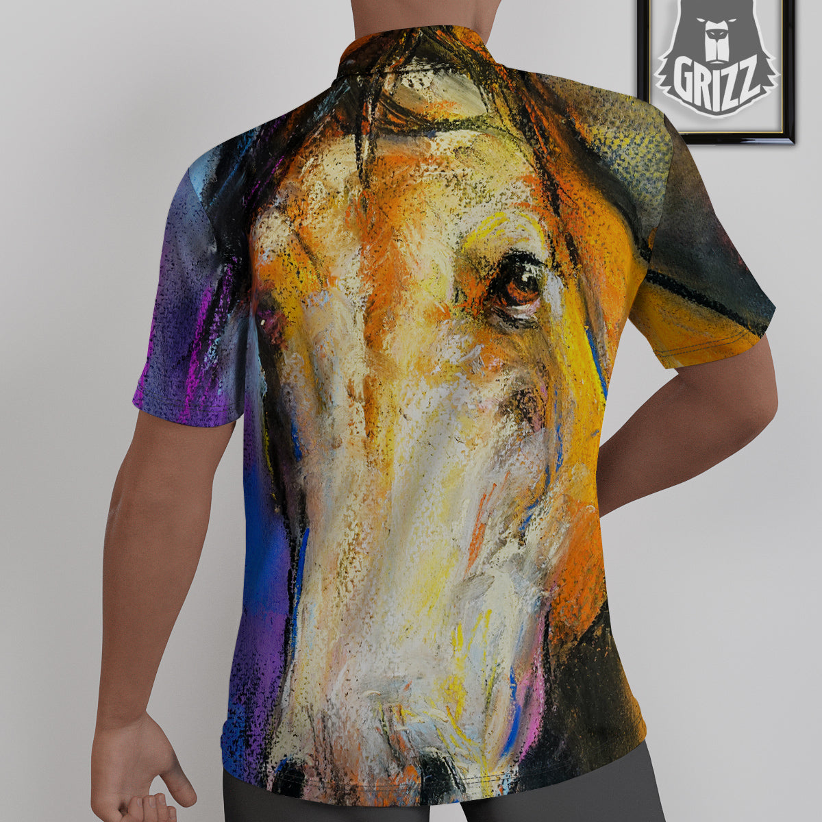 Horse Painting Colorful Print Untucked Shirts-grizzshop