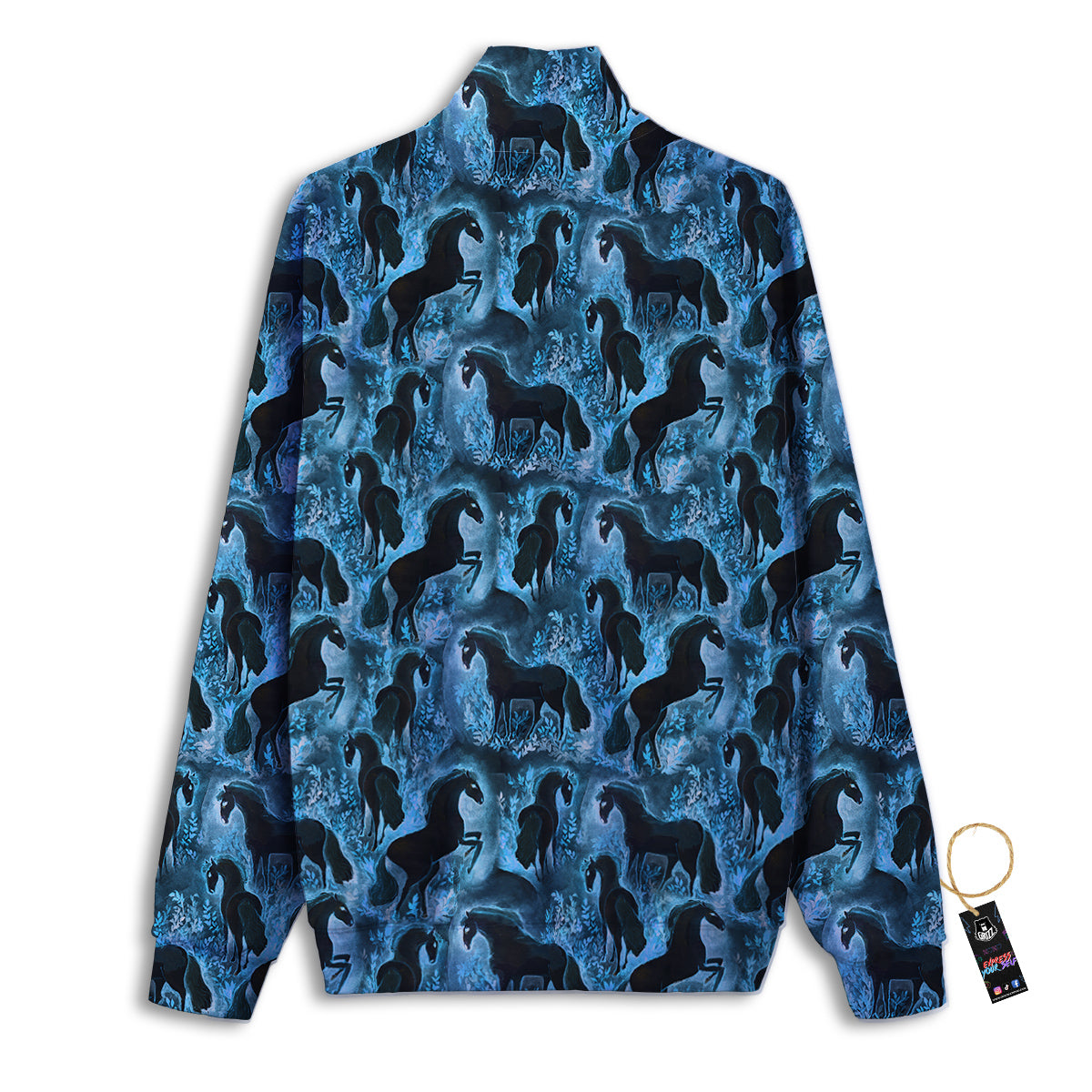 Horse Painting Dark Blue Print Track Jacket-grizzshop