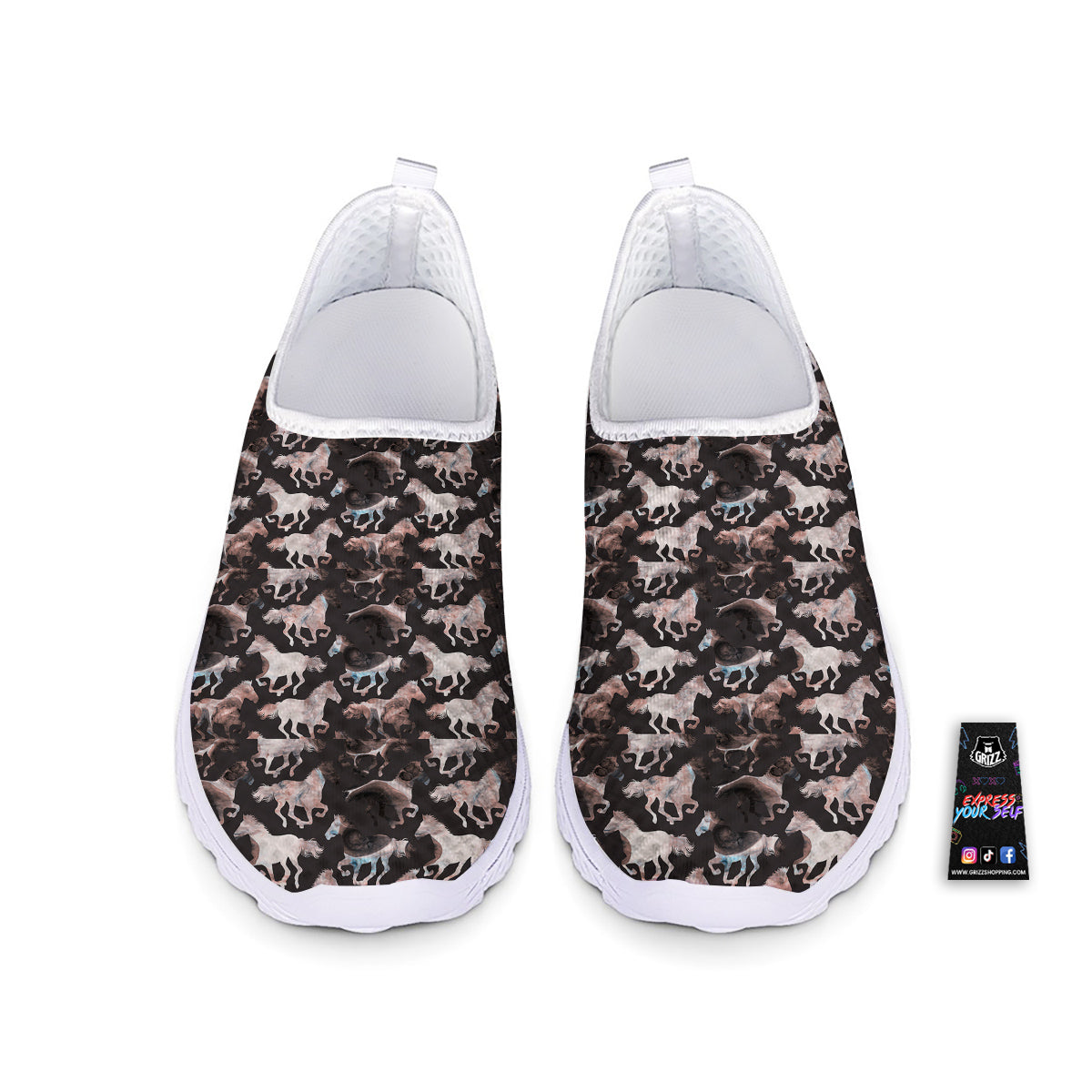Horse Painting Dark Pink Print Nurse Shoes-grizzshop