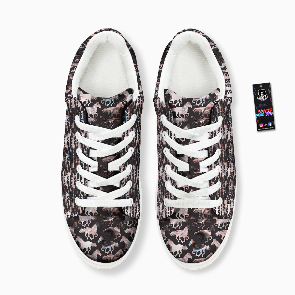 Horse Painting Dark Pink Print Platform Shoes-grizzshop
