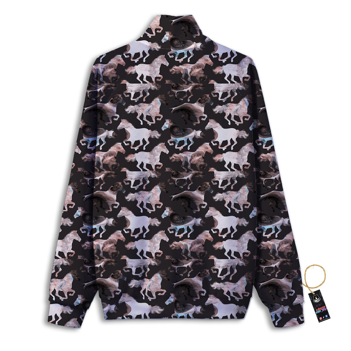 Horse Painting Dark Pink Print Track Jacket-grizzshop