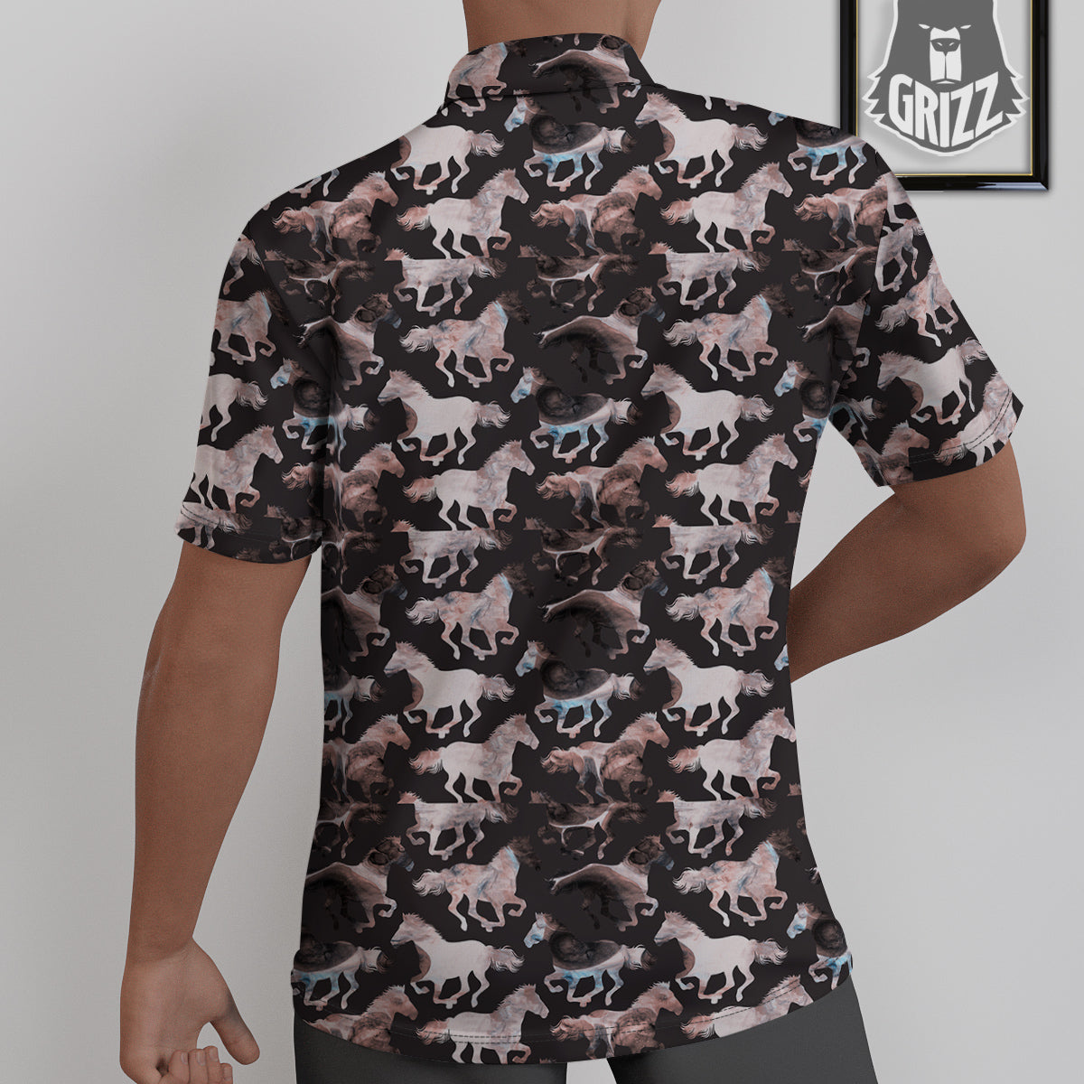 Horse Painting Dark Pink Print Untucked Shirts-grizzshop