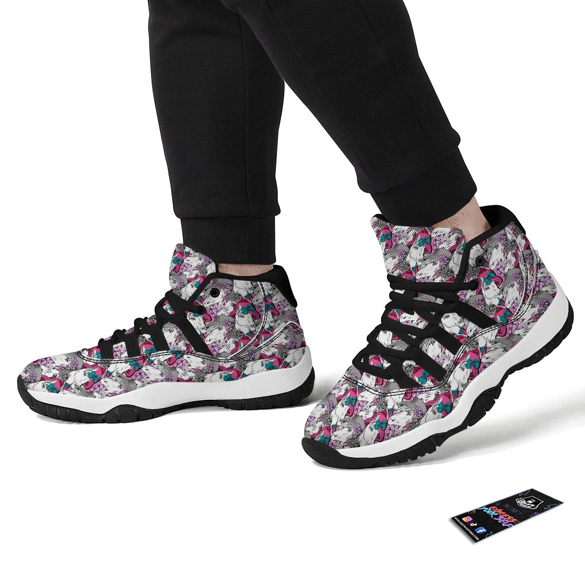 Horse Pattern Print Black Bball Shoes-grizzshop