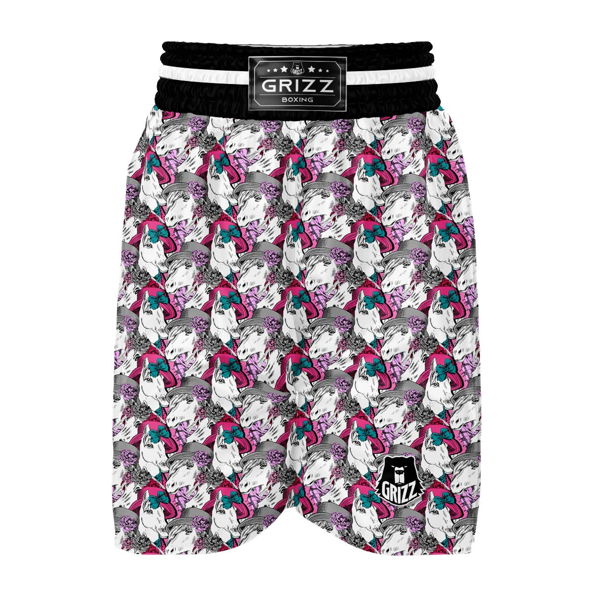 Horse Pattern Print Boxing Shorts-grizzshop