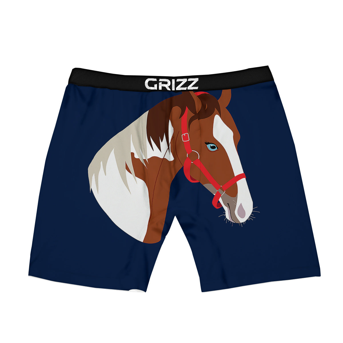Horse Portrait Dark Blue Print Boxer Briefs-grizzshop