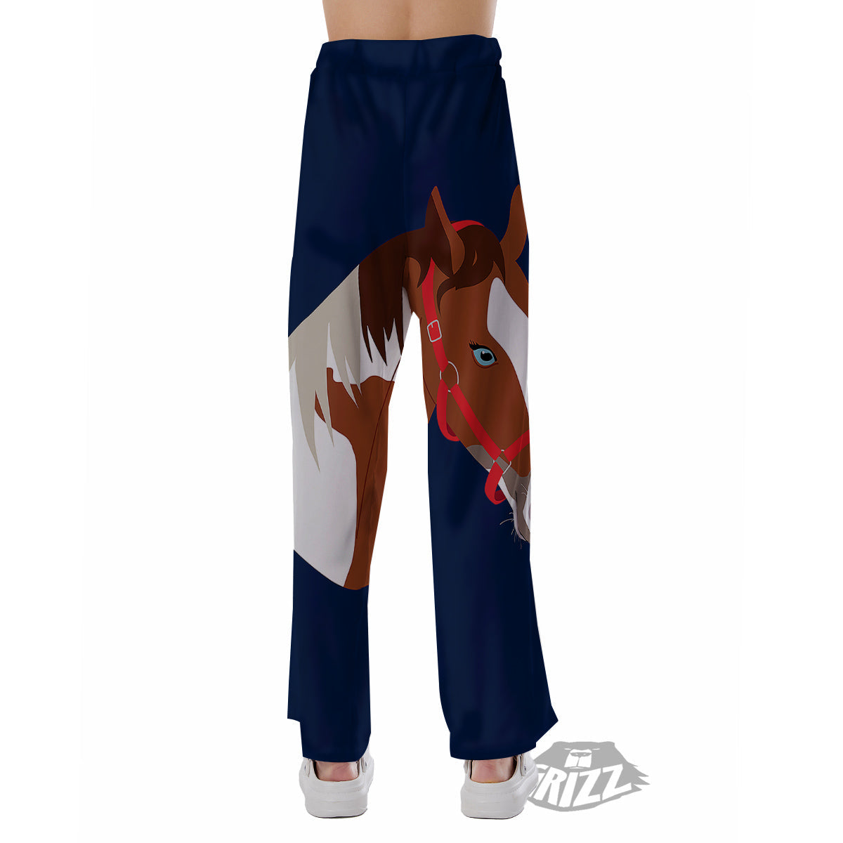 Horse Portrait Dark Blue Print Pajama Pants-grizzshop