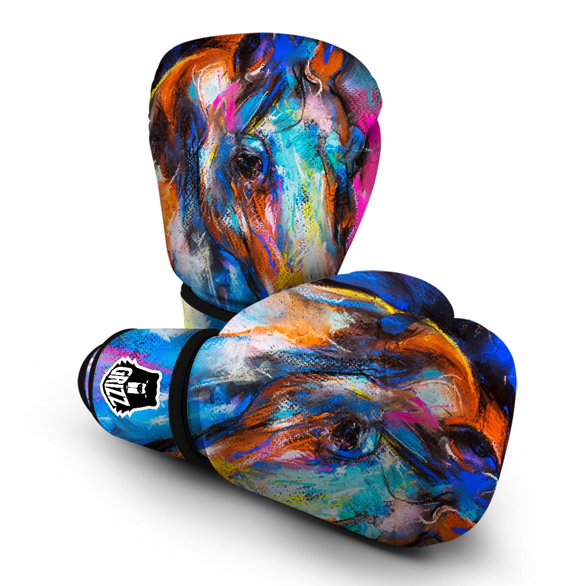 Horse Portrait Pattern Print Boxing Gloves-grizzshop