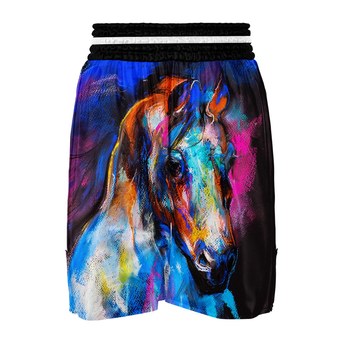 Horse Portrait Pattern Print Boxing Shorts-grizzshop
