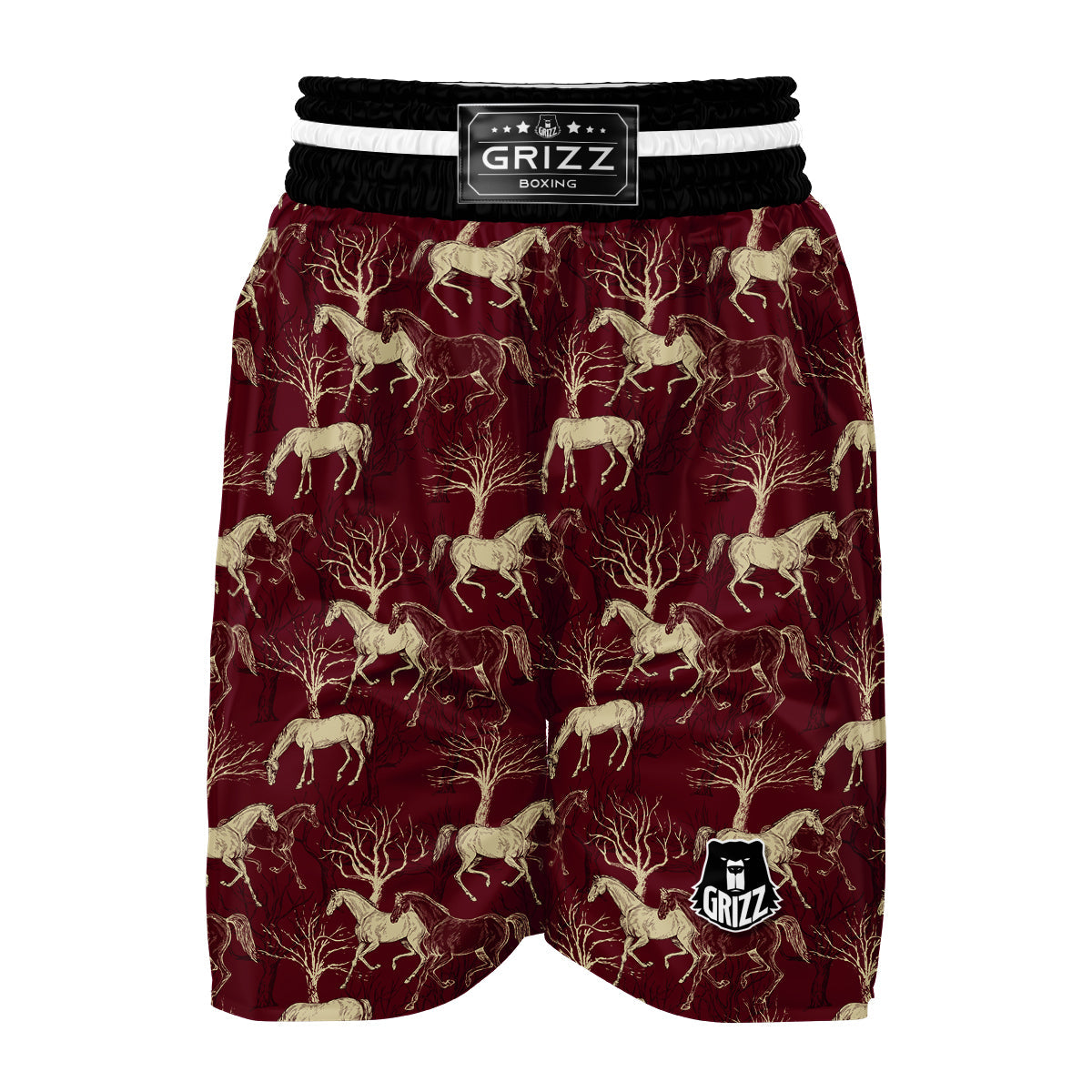 Horse Print Pattern Boxing Shorts-grizzshop