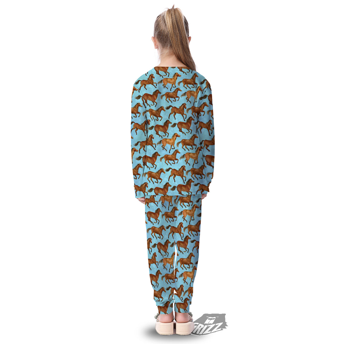 Horse Watercolor Print Pattern Kid's Pajamas-grizzshop