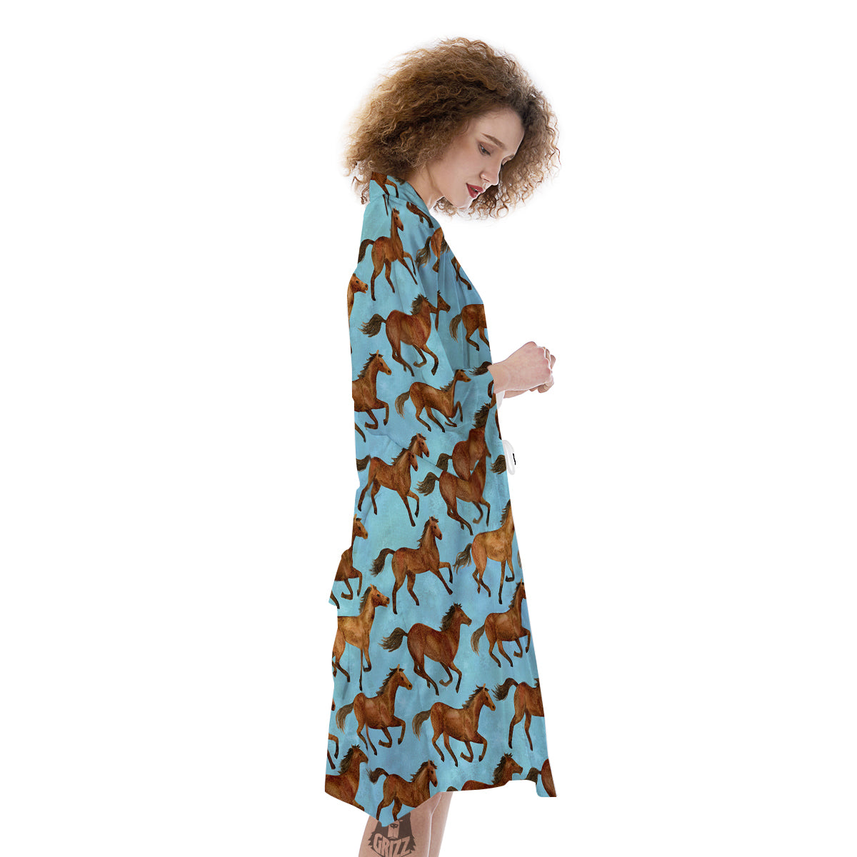 Horse Watercolor Print Pattern Kimono-grizzshop