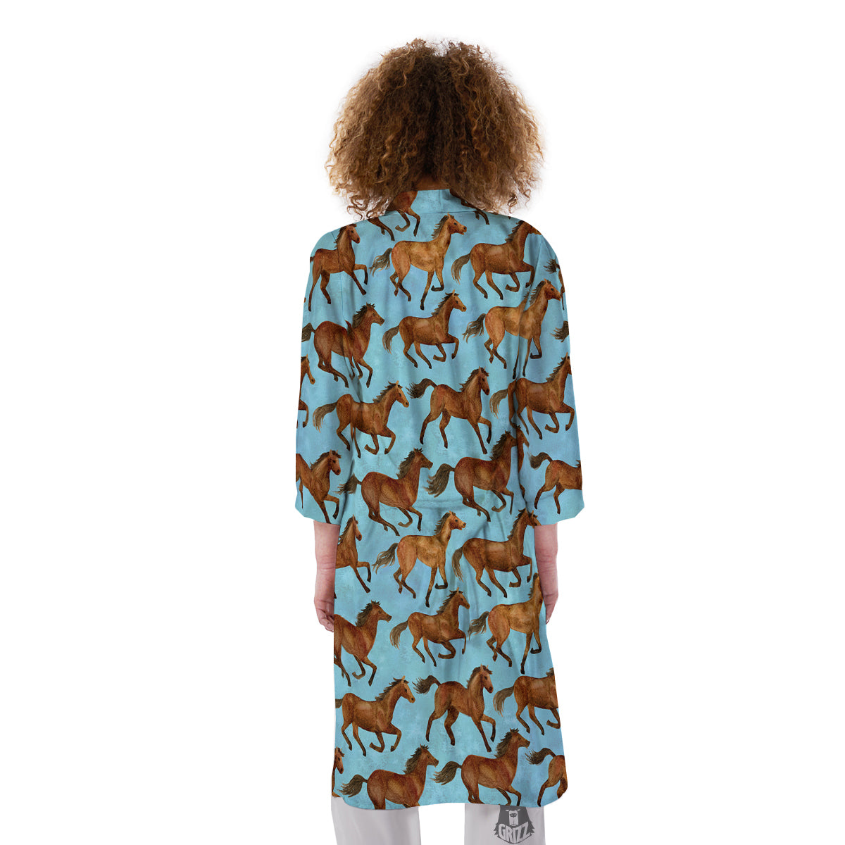 Horse Watercolor Print Pattern Kimono-grizzshop