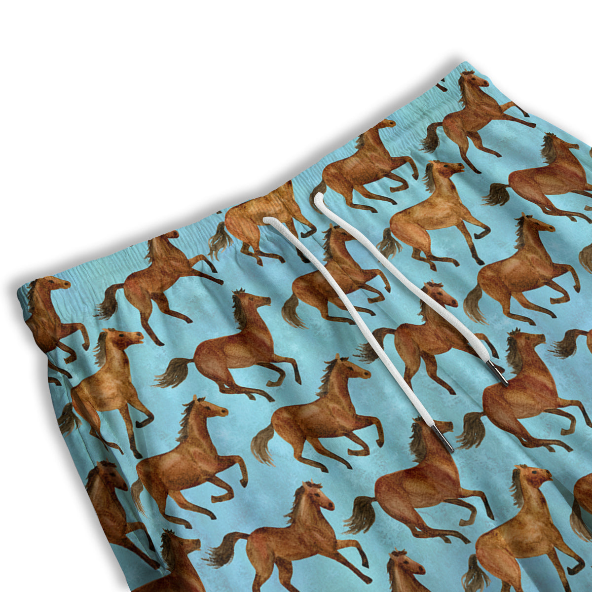 Horse Watercolor Print Pattern Men's Athletic Shorts