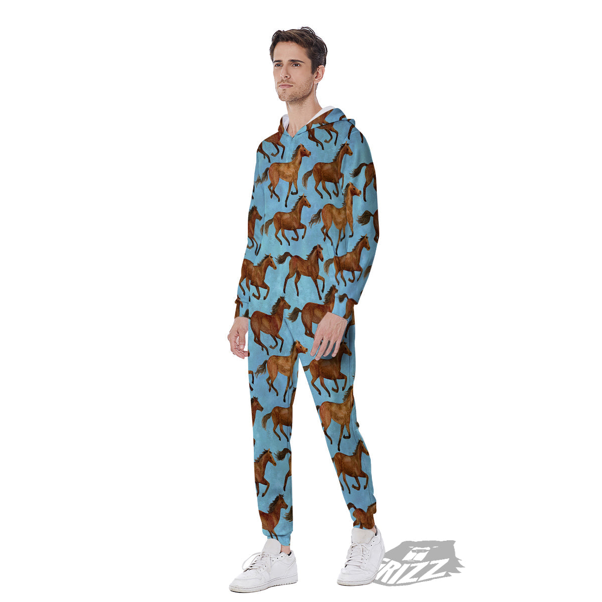 Horse Watercolor Print Pattern Men's Jumpsuit-grizzshop