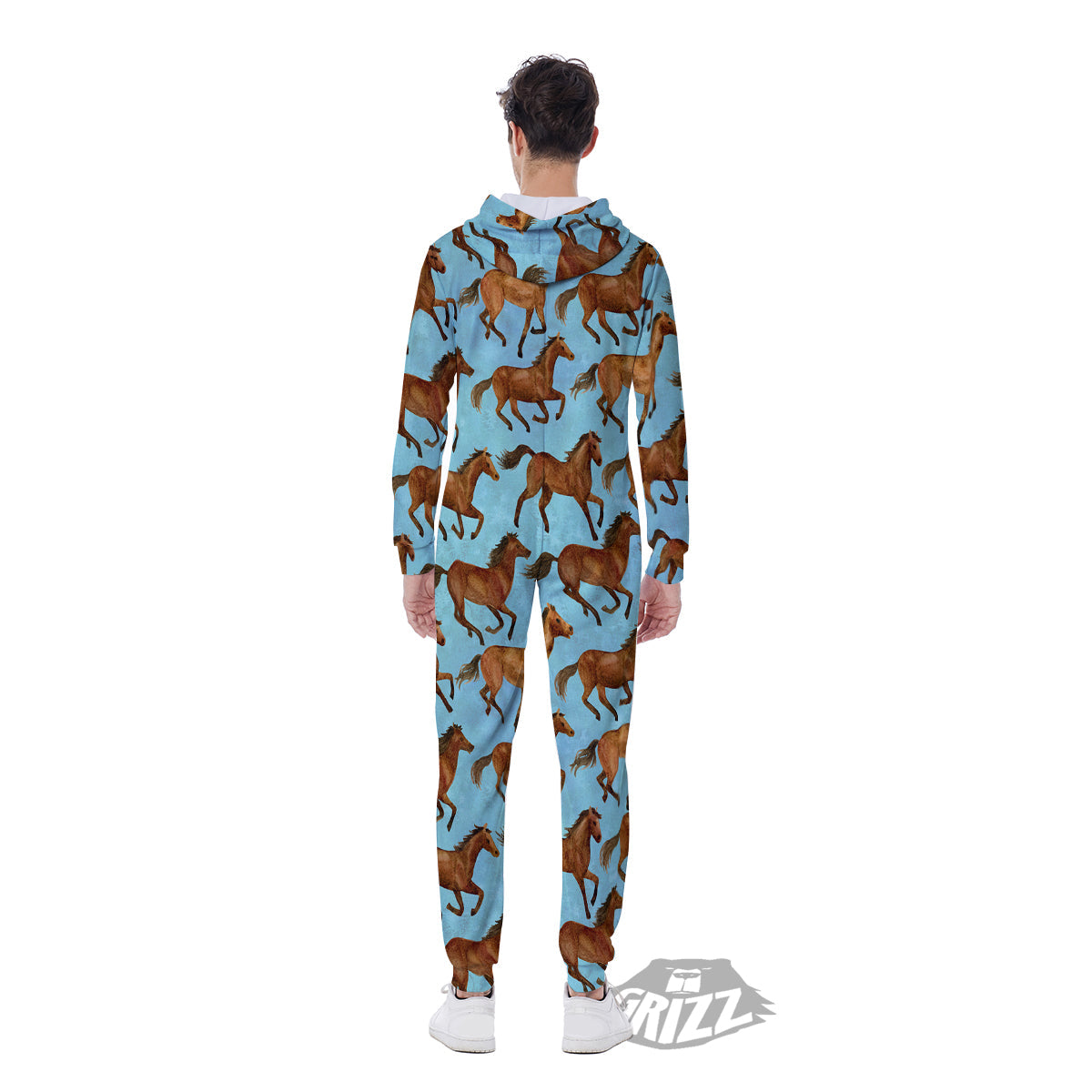 Horse Watercolor Print Pattern Men's Jumpsuit-grizzshop