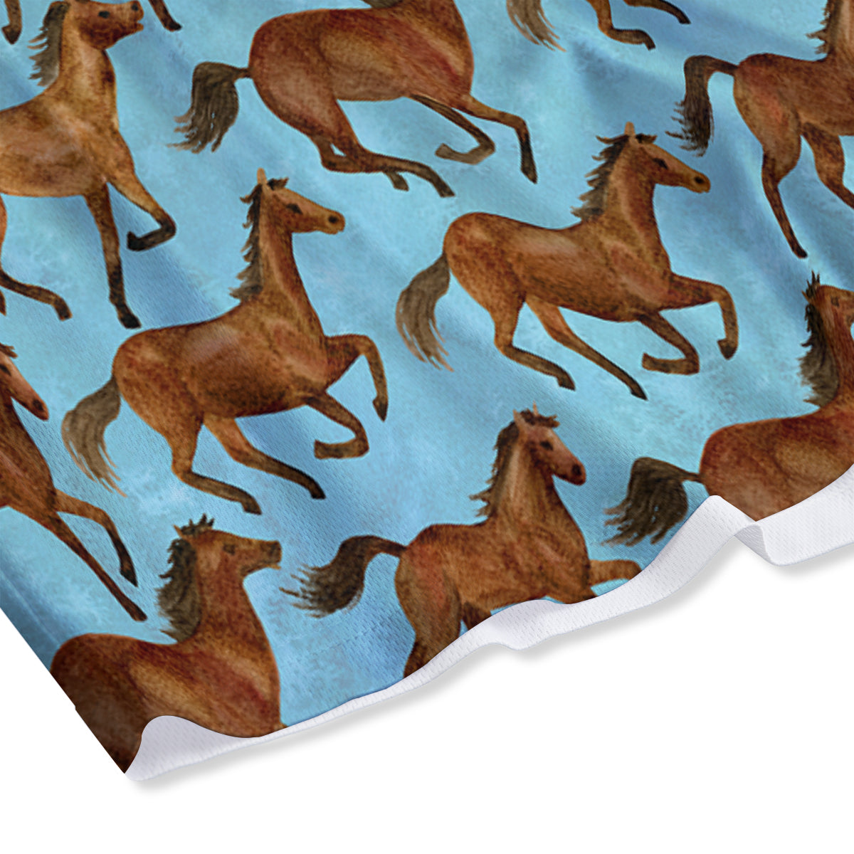 Horse Watercolor Print Pattern Mesh Shorts