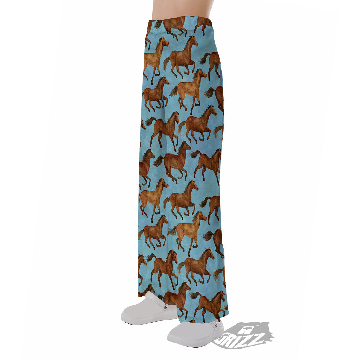 Horse Watercolor Print Pattern Pajama Pants-grizzshop