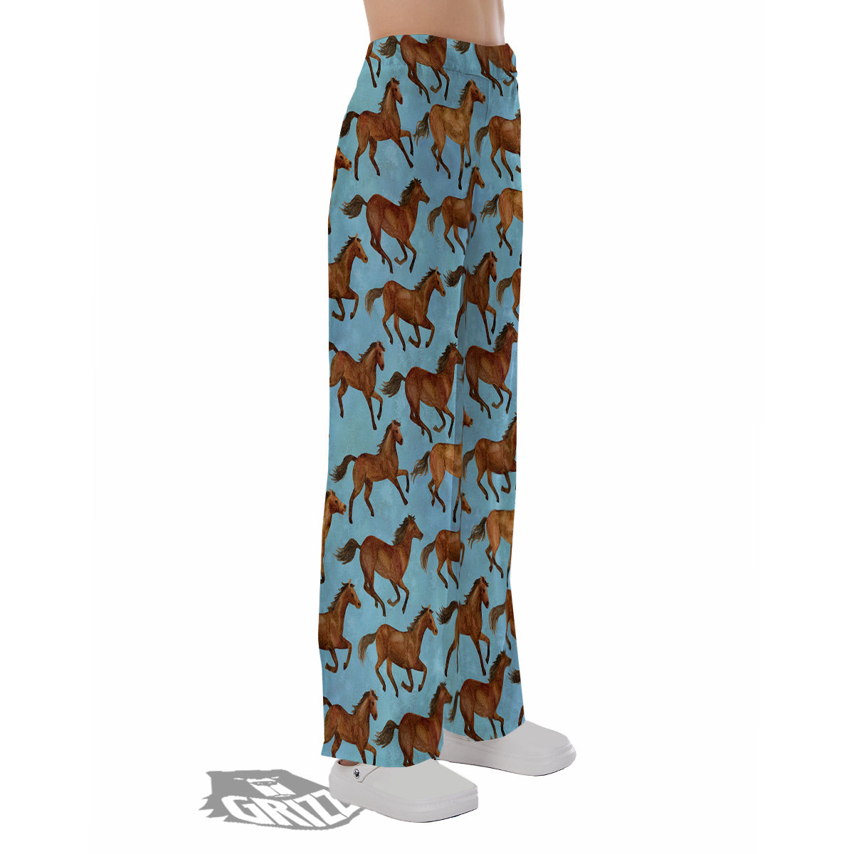 Horse Watercolor Print Pattern Pajama Pants-grizzshop