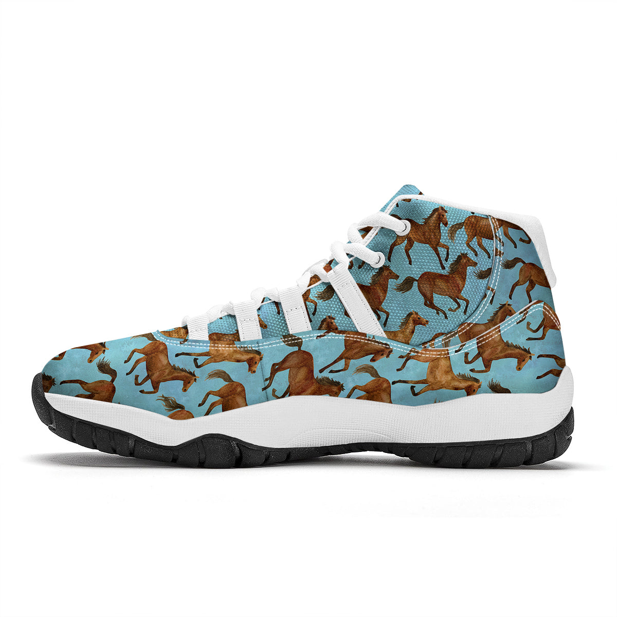 Horse Watercolor Print Pattern White Bball Shoes-grizzshop