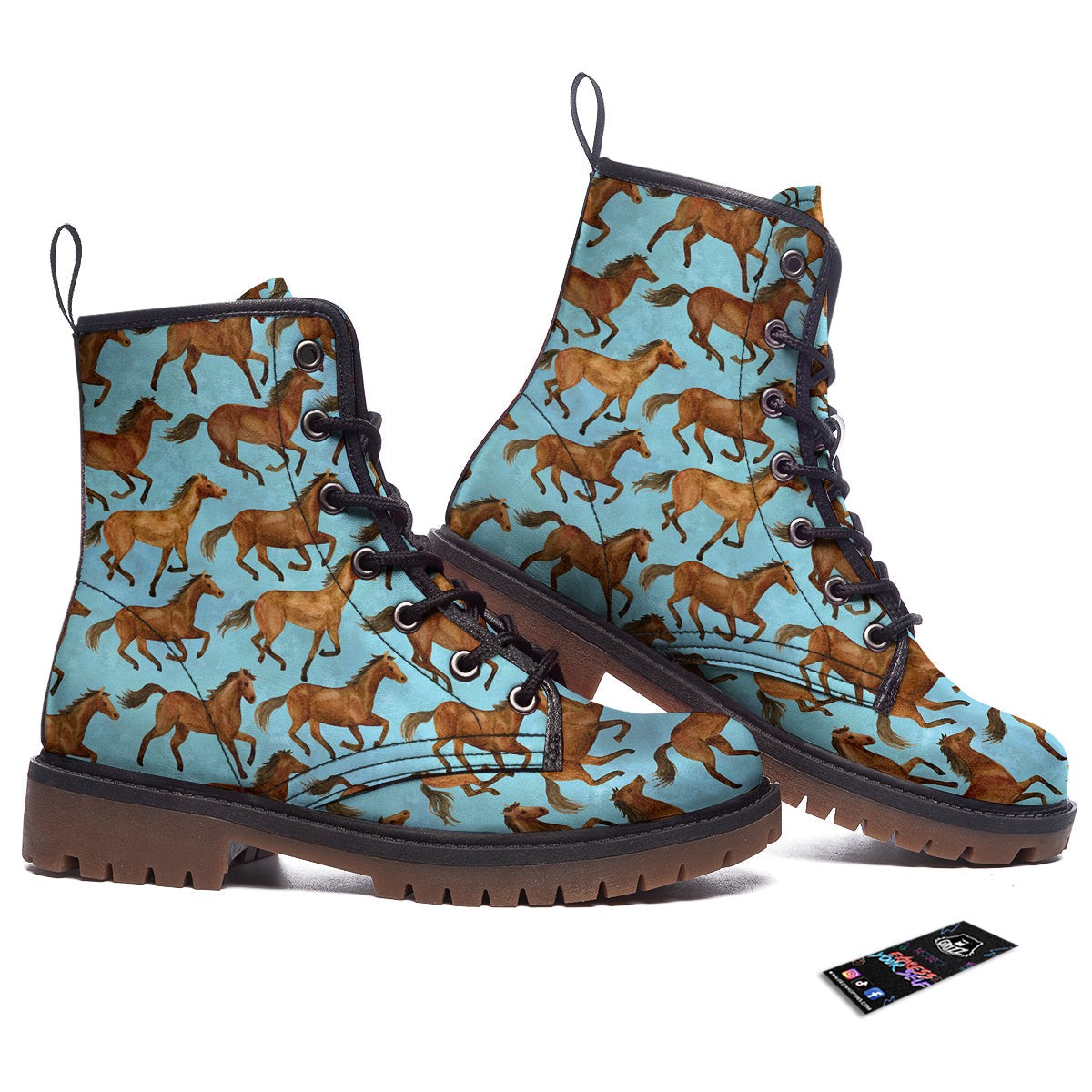 Horse Watercolor Print Pattern Work Boots-grizzshop