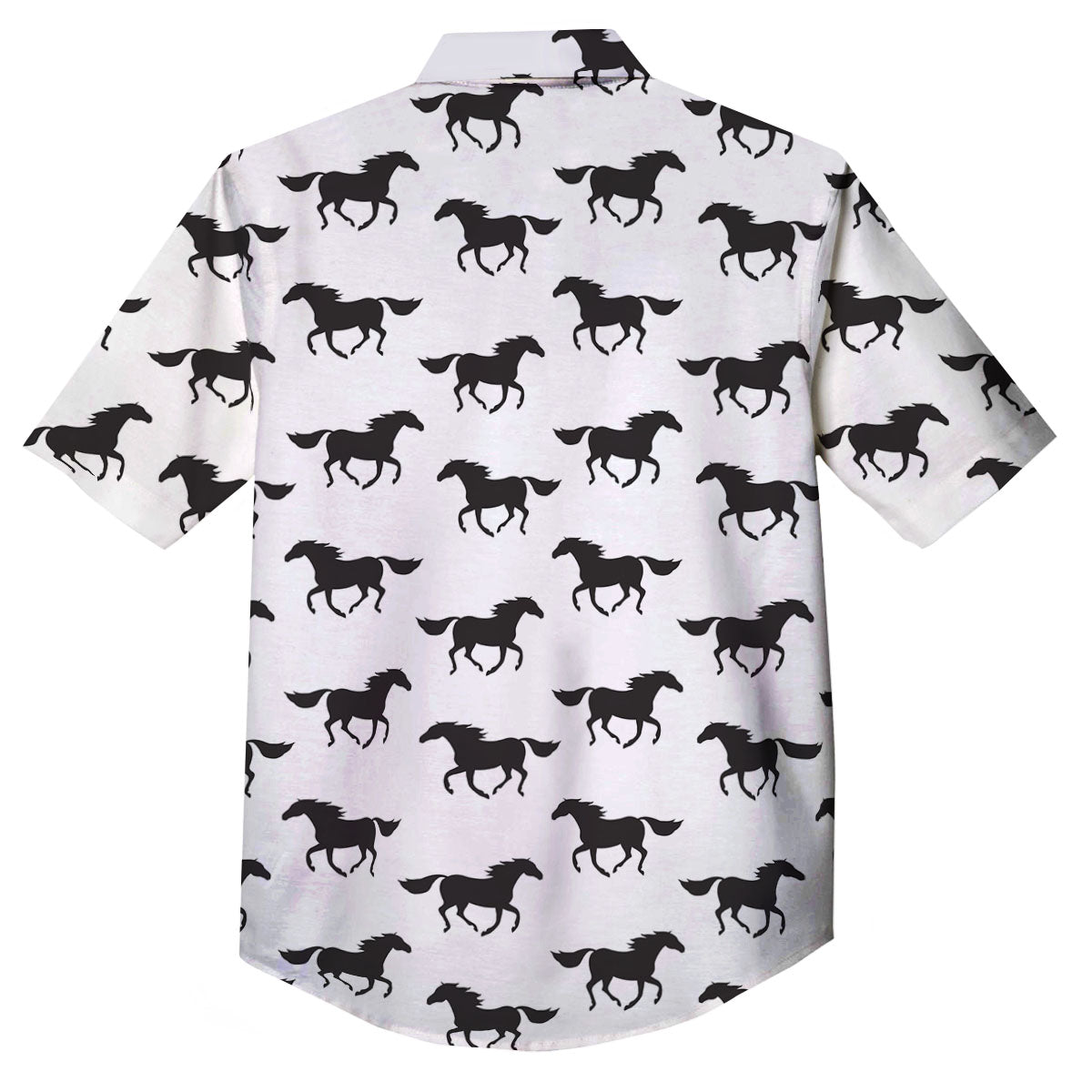 Horse White And Black Print Pattern Button Up Shirt-grizzshop