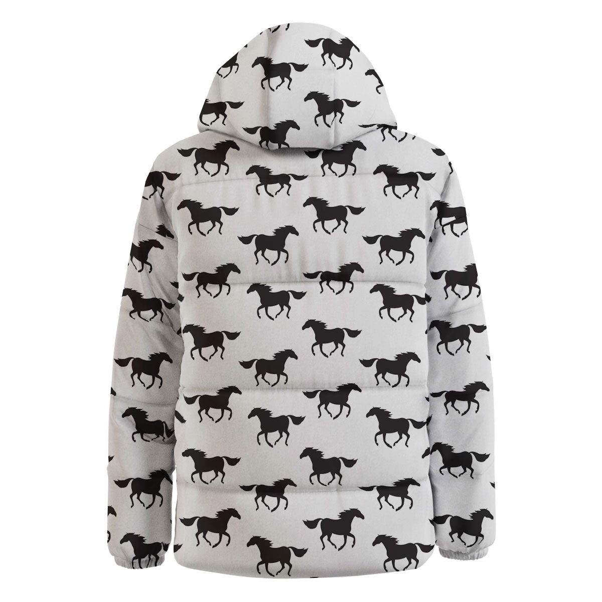 Horse White And Black Print Pattern Down Jacket-grizzshop