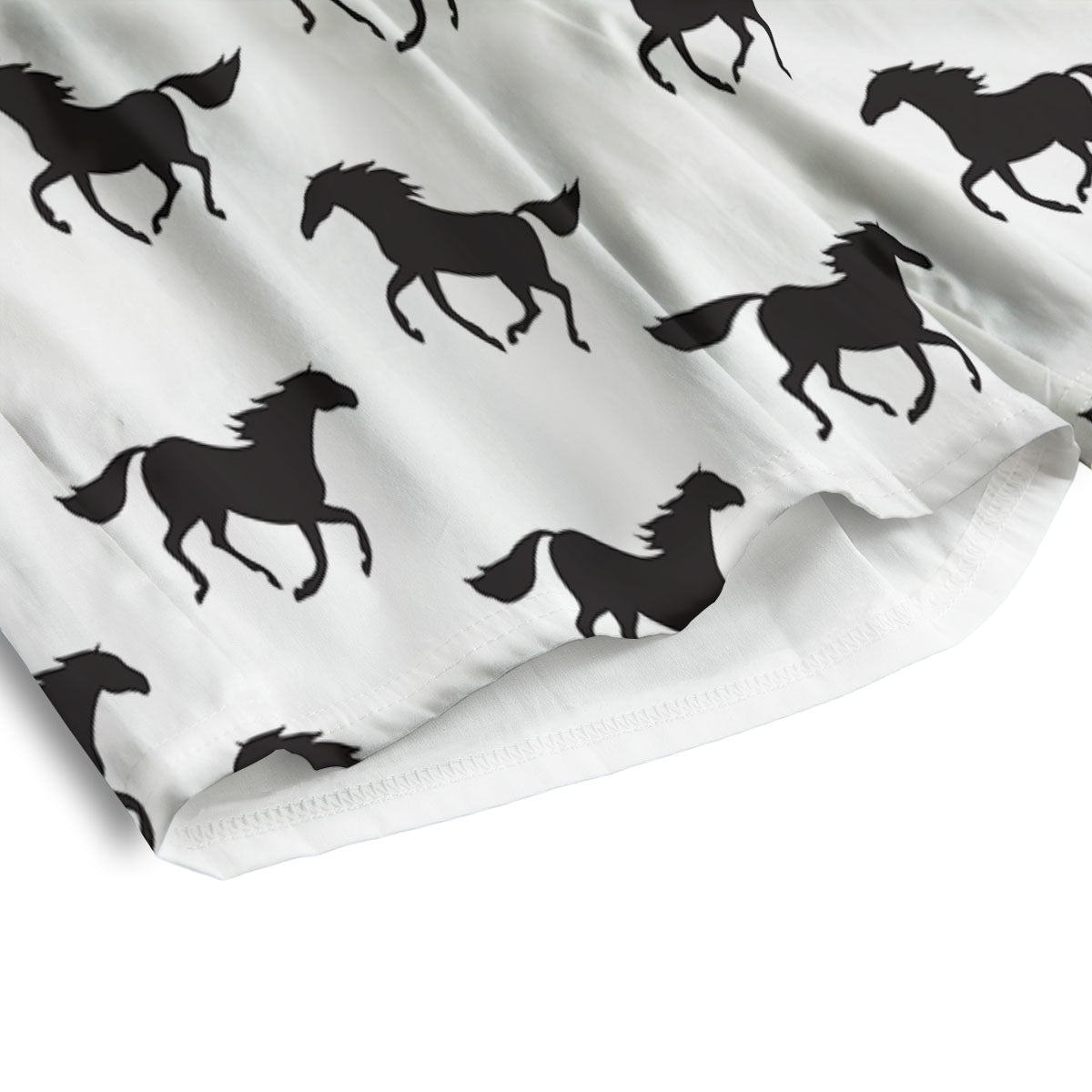 Horse White And Black Print Pattern Men's Athletic Shorts