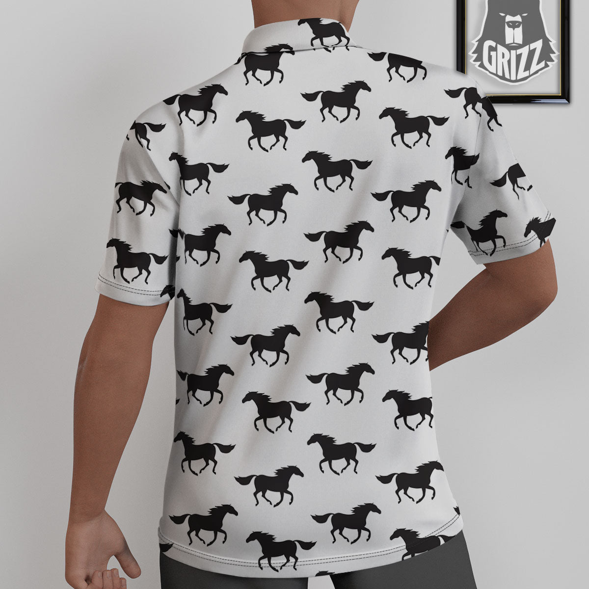 Horse White And Black Print Pattern Untucked Shirts-grizzshop