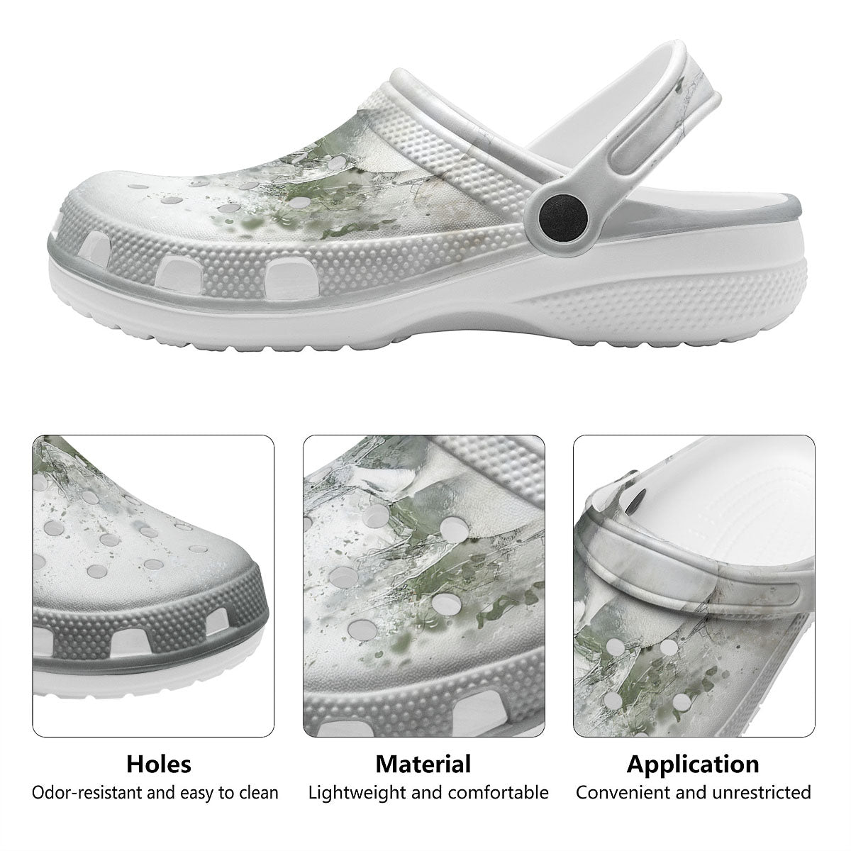 Horse White Stallion Print Clog-grizzshop