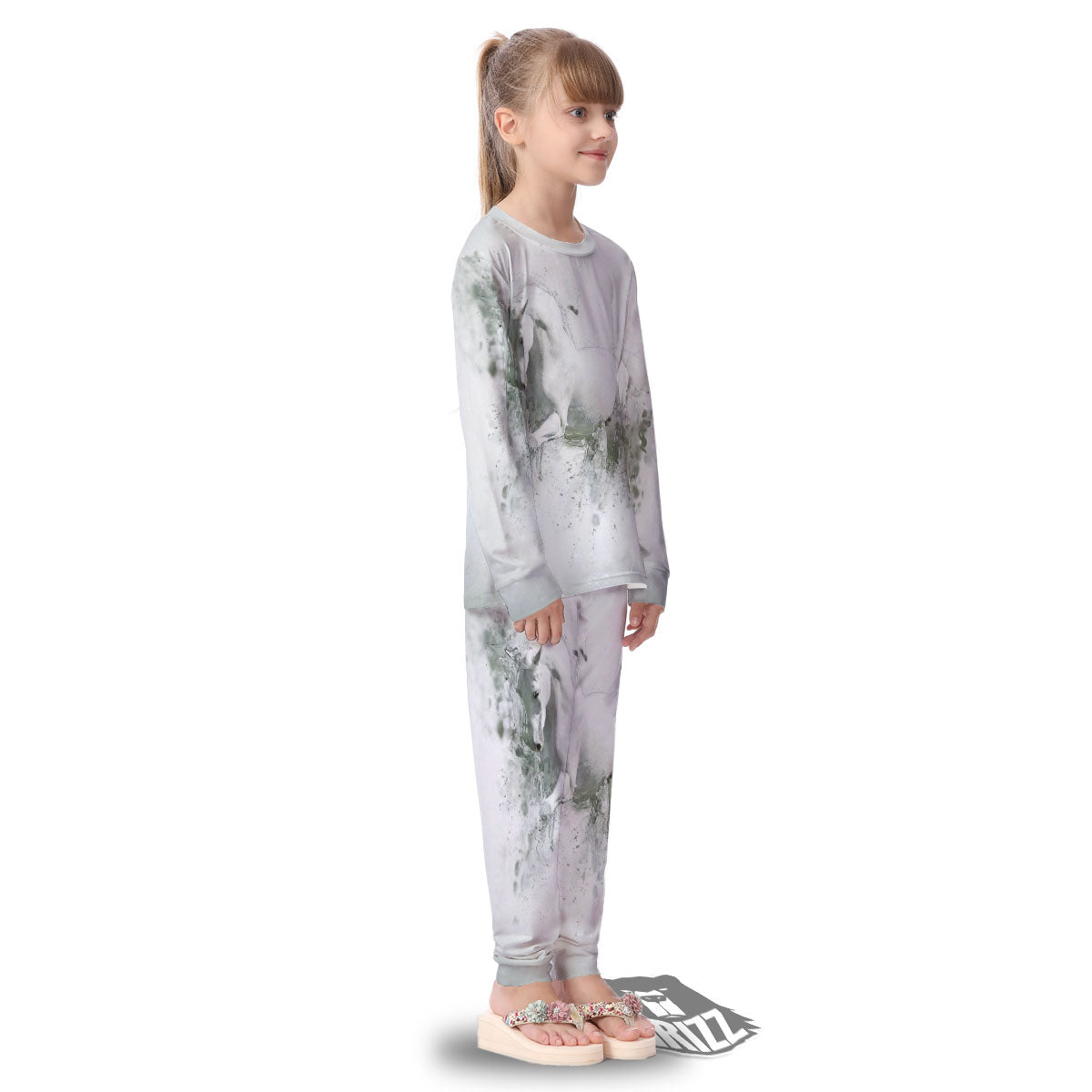 Horse White Stallion Print Kid's Pajamas-grizzshop